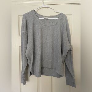 Aerie Offline Wow! Waffle Long Sleeve Shirt Gray Oversized Medium